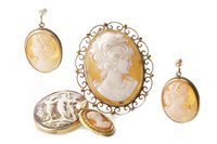 Lot 75 - A GOLD OVAL CAMEO BROOCH AND OTHER CAMEO JEWELLERY