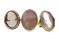 Lot 82 - CAMEO DRESS RING AND TWO OTHERS