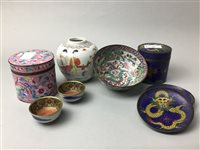 Lot 62 - A GROUP OF CLOISONNE ITEMS AND TWO GINGER JARS