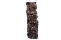 Lot 1063 - A CHINESE WOOD CARVING