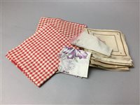 Lot 78 - A SMALL GROUP OF TABLE LINEN ALONG WITH LEATHER GLOVES