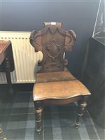 Lot 109 - A SHIELD BACK VICTORIAN HALL CHAIR