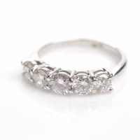 Lot 1848 - DIAMOND FIVE STONE RING the brilliant cut...