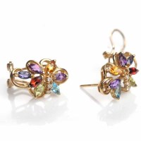 Lot 1850 - PAIR OF MULTI GEM SET EARRINGS set with...