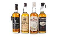 Lot 1076 - DALMORE 12 YEARS OLD, TOMATIN 10 YEARS OLD, EDRADOUR AGED 10 YEARS & GLEN GARIOCH 8 YEARS OLD