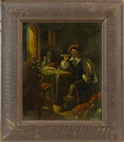 Lot 432 - AN OIL ON COPPER OF A MAN SMOKING A PIPE