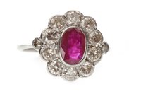 Lot 133 - A RED GEM AND DIAMOND RING
