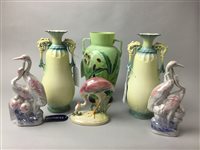 Lot 154 - A PAIR OF CERAMIC DOUBLE HANDLED VASES AND OTHER COLLECTABLES