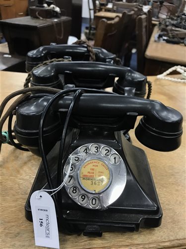Lot 156 - A BLACK BAKELITE PYRAMID TELEPHONE AND TWO OTHERS