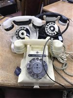 Lot 157 - A CREAM BAKELITE TELEPHONE AND TWO OTHER TELEPHONES
