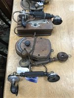Lot 168 - THREE EARLY WALL HANGING TELEPHONES AND FOUR HANDSETS