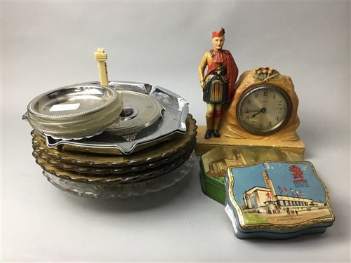 Lot 193 - A MANTEL CLOCK AND OTHER EPHEMERA RELATING TO THE EMPIRE EXHIBITION SCOTLAND 1938