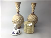 Lot 260 - A PAIR OF LAMBETH STYLE VASES AND OTHER CERAMICS