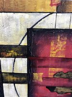 Lot 268 - A PAIR OF MIXED MEDIA CANVASES DEPICTING ABSTRACT SCENES