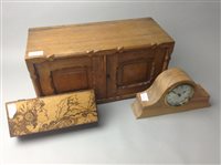Lot 235 - AN OAK VICTORIAN TABLETOP CABINET AND OTHER WOODEN ITEMS