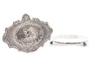 Lot 800 - A SILVER WAITER WITH OTHER ITEMS