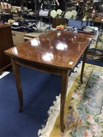 Lot 329 - A MAHOGANY INLAID TABLE AND A SMALL CABINET