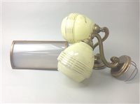 Lot 283 - A PAIR OF VINTAGE WALL LIGHTS AND ANOTHER LIGHT