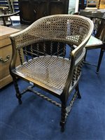 Lot 308 - A PAIR OF CANE PANELLED ARMCHAIRS