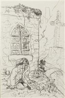 Lot 89 - THURSDAY'S CHILD, AN ORIGINAL ETCHING BY PETER HOWSON