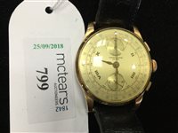 Lot 799 - A GENTLEMAN'S GOLD CHRONOGRAPH SUISSE MANUAL WIND WRIST WATCH