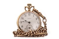 Lot 819 - AN ELGIN FOB WATCH ON CHAIN