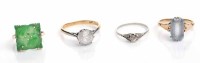 Lot 1908 - GROUP OF FOUR DRESS RINGS comprising a diamond...