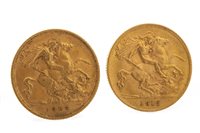 Lot 559 - TWO GOLD HALF SOVEREIGNS, 1908 AND 1912