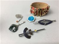 Lot 377 - VAN DER BAUWEDE BANGLE ALONG WITH OTHER BROOCHES AND PENDANTS