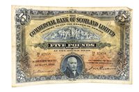 Lot 574 - COMMERCIAL BANK OF SCOTLAND LIMITED £5 FIVE POUNDS NOTE, 3RD MARCH 1942