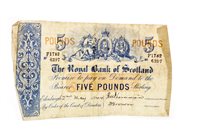 Lot 576 - THE ROYAL BANK OF SCOTLAND £5 FIVE POUNDS NOTE, 2ND MAY 1944