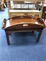 Lot 442 - A REPRODUCTION TRAY TOPPED COFFEE TABLE