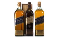 Lot 1190 - TWO JOHNNIE WALKER BLUE LABEL ONE LITRE BOTTLES & ONE JOHNNIE WALKER GOLD LABEL CENTENARY BLEND AGED 18 YEARS