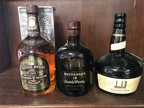 Lot 33 - CHIVAS REGAL 12 YEARS OLD 1 LITRE, DUNHILL OLD MASTER 1 LITRE & BUCHANANS 18 YEARS OLD