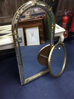 Lot 451 - AN ARCHED WALL MIRROR ALONG WITH A CIRCULAR MIRROR