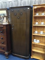 Lot 452 - AN OAK HALL WARDROBE AND TWO MODERN OPEN BOOKCASES