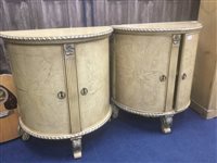 Lot 454 - A PAIR OF OAK DEMI LUNE LOUNGE COMMODES