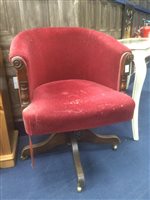 Lot 458 - AN EDWARDIAN DESK ARMCHAIR