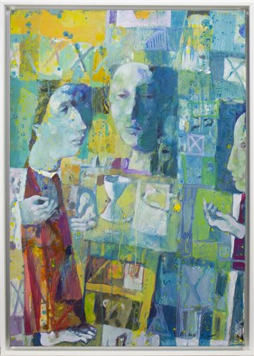 Lot 565 - EVENING CONVERSATION AN OIL BY ANDREI BLUDOV