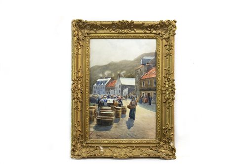 Lot 536 - HERRING GIRLS, A WATERCOLOUR BY WILLIAM DALGLISH