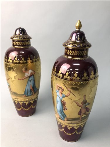 Lot 7 - A PAIR OF ROYAL VIENNA STYLE VASES