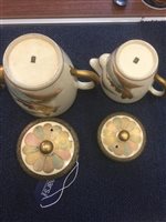 Lot 1076 - A JAPANESE SATSUMA COFFEE SERVICE AND PAIR OF VASES