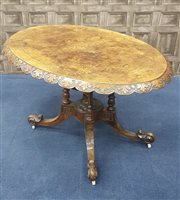 Lot 941 - A VICTORIAN BURR WALNUT TIP-UP TABLE