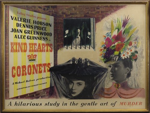 Lot 1665 - A FRAMED 'KIND HEARTS AND CORONETS' FILM POSTER