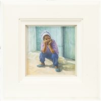 Lot 475 - CHILD SITTING, BY M LONSDALE