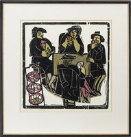 Lot 257 - AFTERNOON BRIDGE, A WOODCUT BY WILLIE RODGER