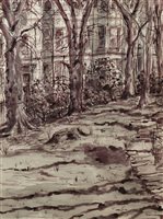 Lot 421 - A WOODED LANDSCAPE IN MIXED MEDIA