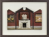 Lot 56 - A MIXED MEDIA TROMPE D'OEIL TRIPTYCH OF ARCHITECHTURAL FORM, BY CHARLES OAKLEY