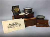 Lot 168 - A BRASS SHIPS COMPASS AND OTHER COLLECTABLES
