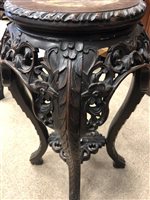 Lot 1081 - A PAIR OF CHINESE IRONWOOD PEDESTAL TABLES
